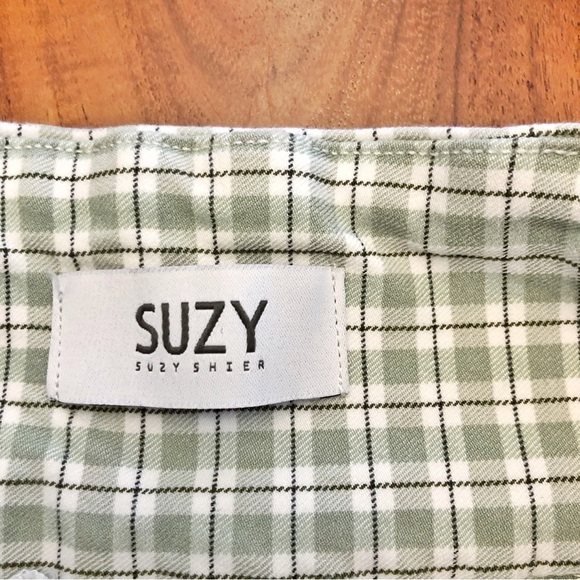 SUZY Pastel Green Gingham Plaid Cottagecore High Rise Trousers Pants. Medium - Picture 3 of 13